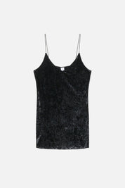 VELOUR SPAGHETTI TANK DRESS