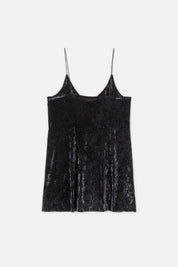 VELOUR SPAGHETTI TANK DRESS