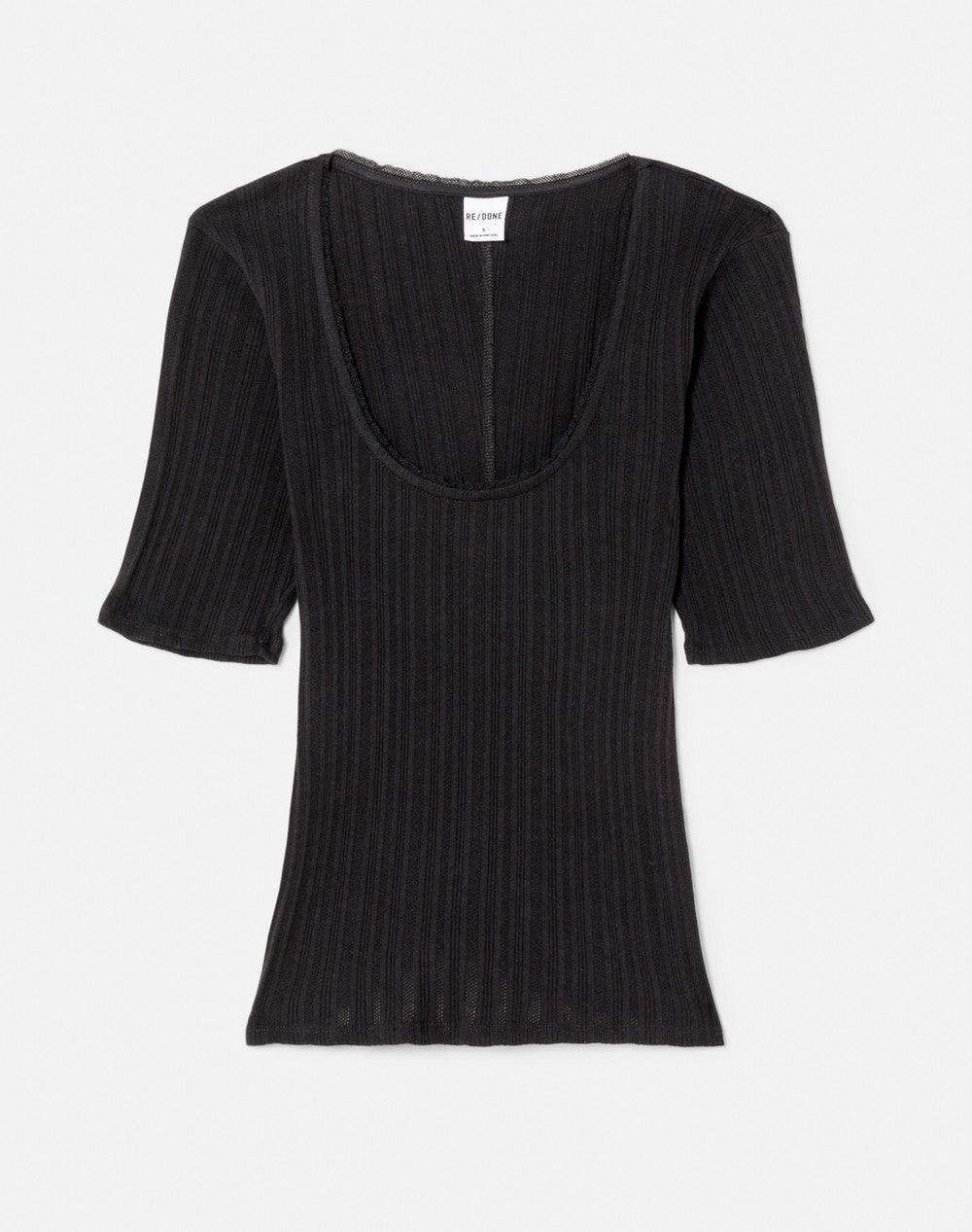 POINTELLE SCOOP NECK TEE