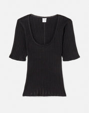 POINTELLE SCOOP NECK TEE