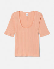 POINTELLE SCOOP NECK TEE