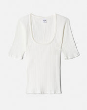 POINTELLE SCOOP NECK TEE