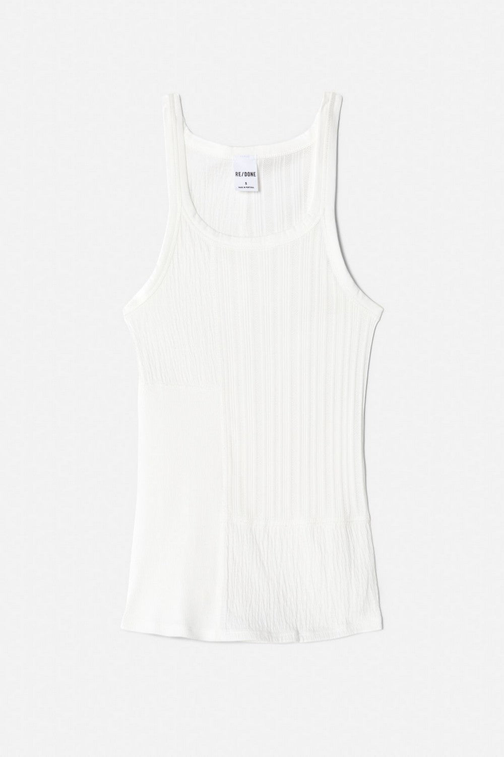 MIXED MEDIA RIBBED TANK