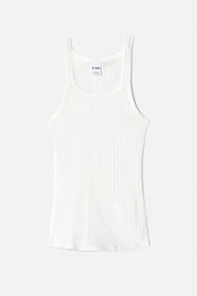 MIXED MEDIA RIBBED TANK