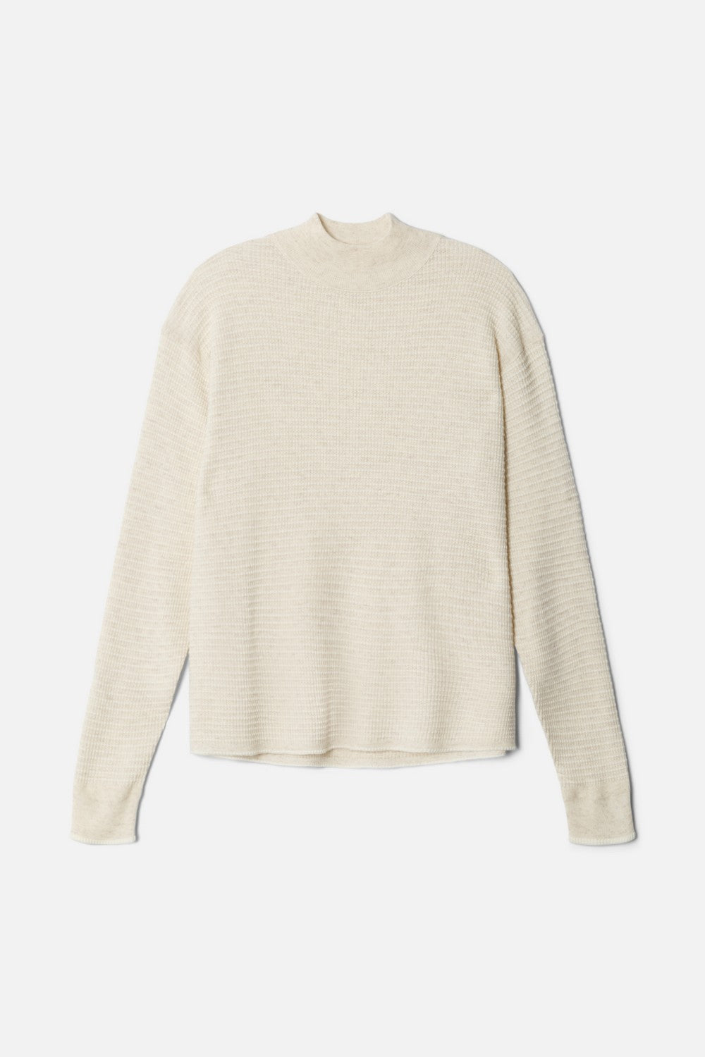 WAFFLE MOCK NECK PULLOVER