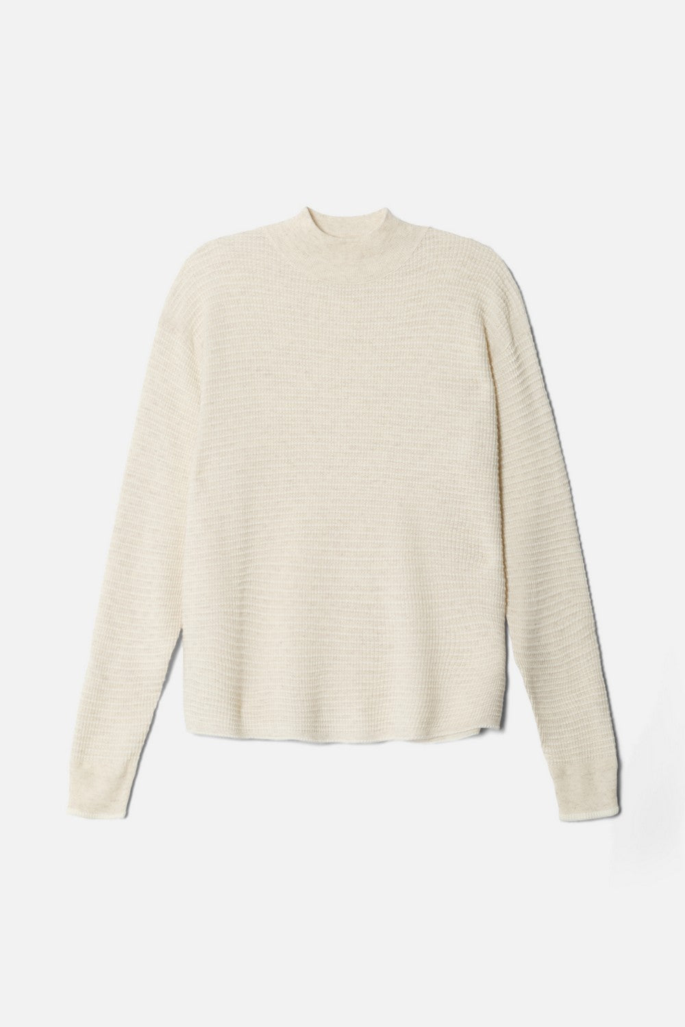 WAFFLE MOCK NECK PULLOVER