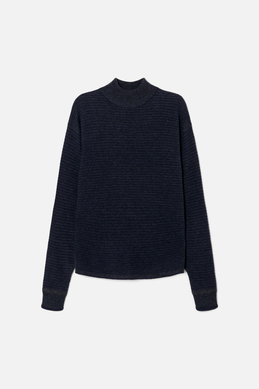 WAFFLE MOCK NECK PULLOVER