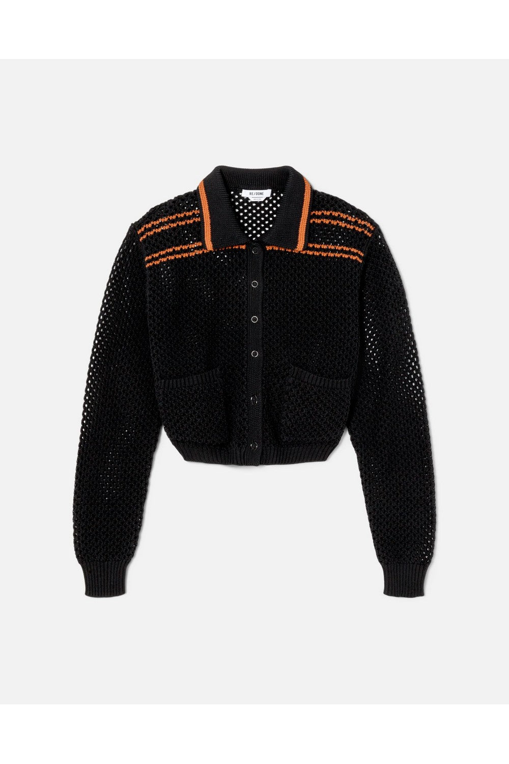 CROCHET MESH POLO CARDI