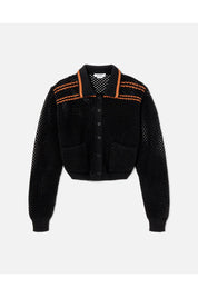 CROCHET MESH POLO CARDI