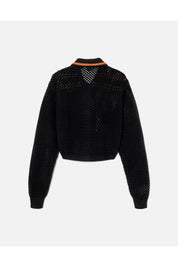 CROCHET MESH POLO CARDI