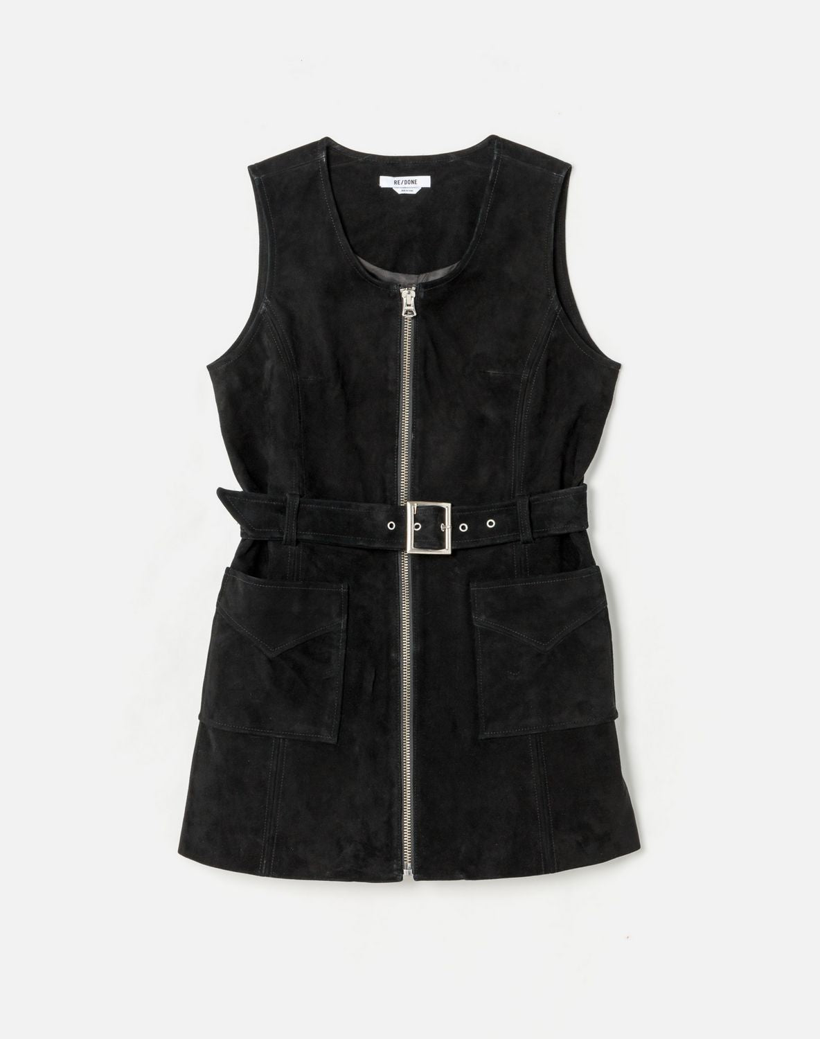 60S SUEDE BELTED MINI DRESS