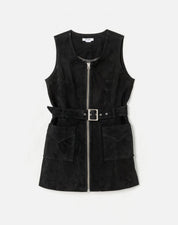 60S SUEDE BELTED MINI DRESS