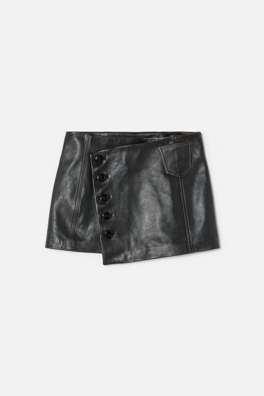 LEATHER WRAP MINI SKIRT