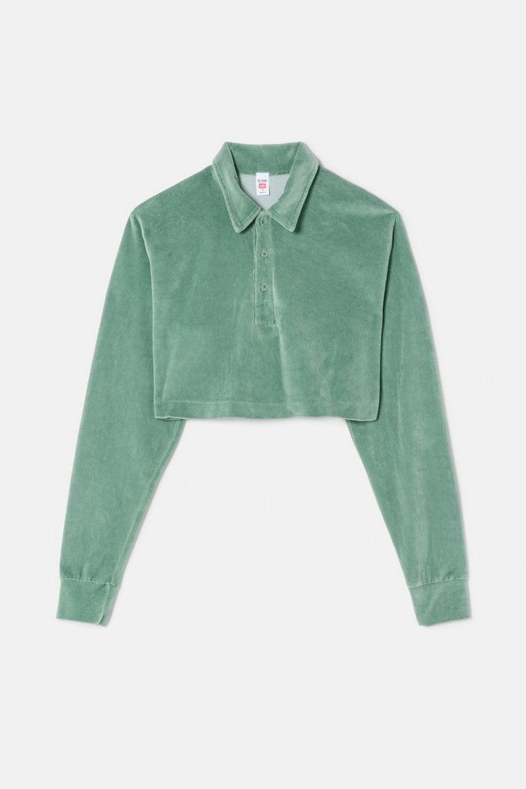 CROPPED VELOUR POLO
