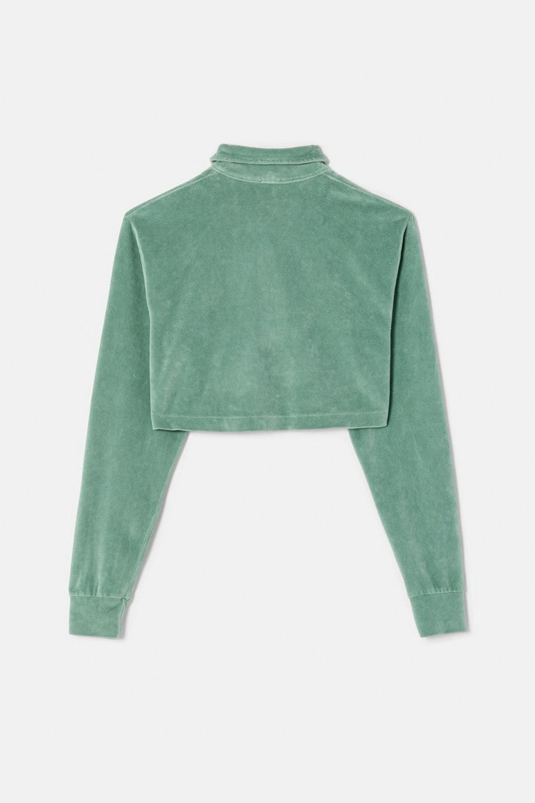 CROPPED VELOUR POLO
