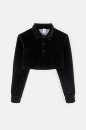 CROPPED VELOUR POLO
