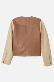 COLOR BLOCK MOTO JACKET