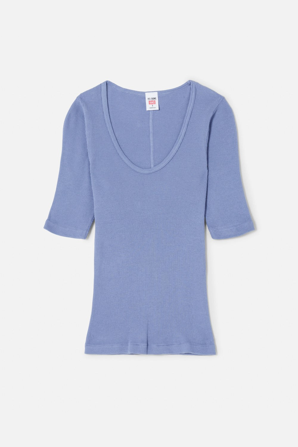 RIBBED SCOOP NECK TEE