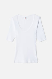 RIBBED SCOOP NECK TEE