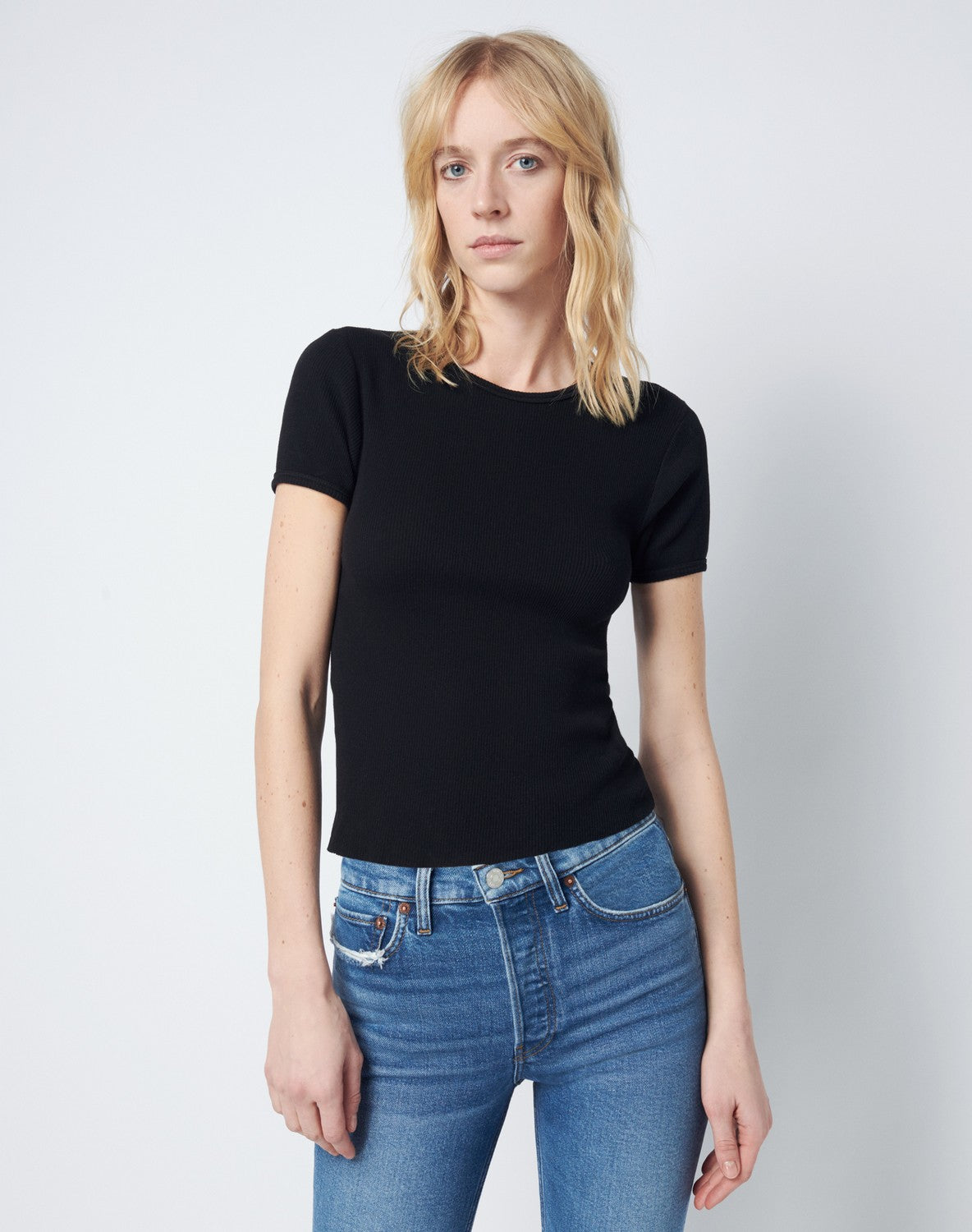90S RIBBED CAP SLEEVE TEE